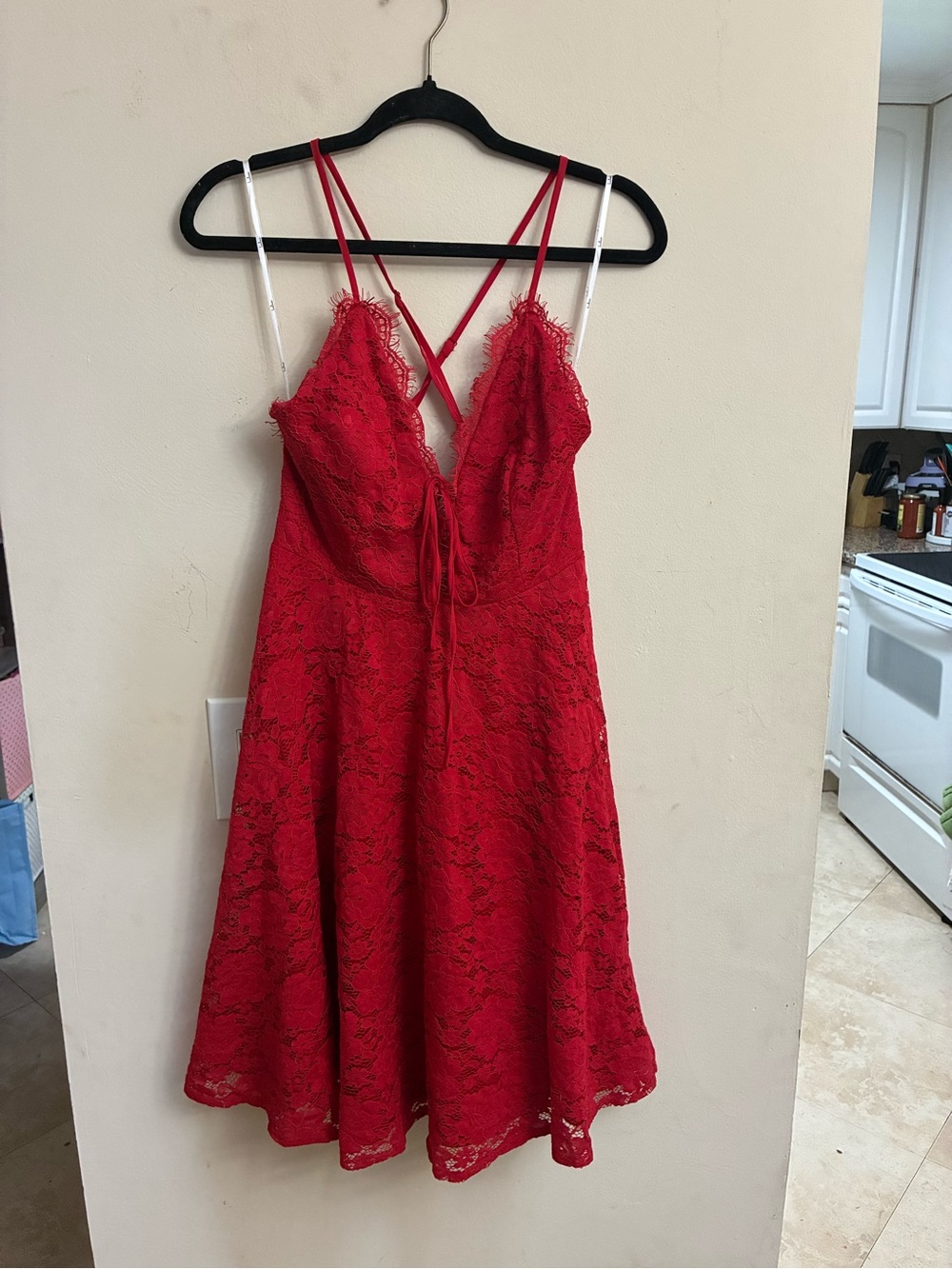 Lulus Twirling Around Wine Red Lace Skater Dress – Size M